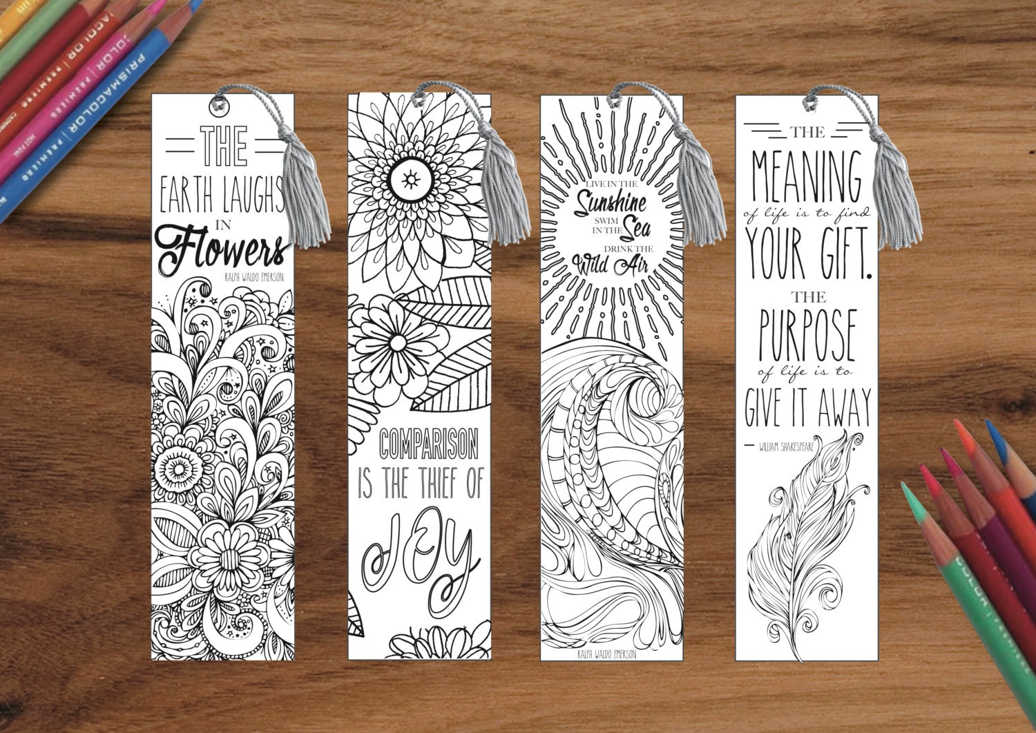 Coloring in Inspirational life quotes BOOKMARKS PRINTABLE