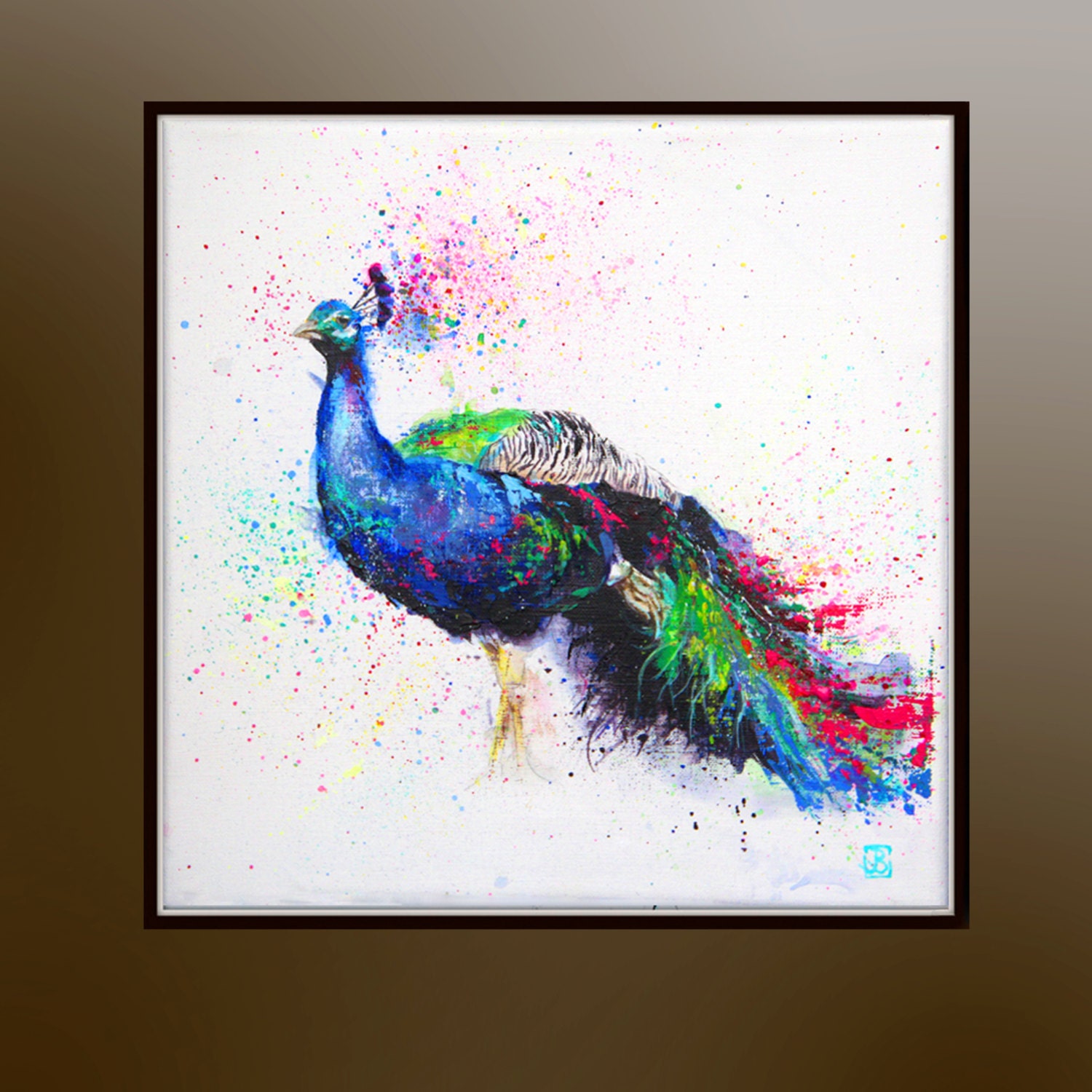 Peacock Boba art Acrylic painting Peacock art Original