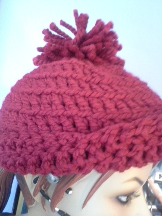 Mens Hat,  "Pom's Away!" Red Hat, Father's Day gift, Mens Beanie
