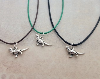 Dinosaur Necklace, Dinosaur Party Favors, Kids Necklace, Raptor Jewelry, Cord Necklace, T Rex Charm, Kids Party Favours, Tyrannosaurus Rex