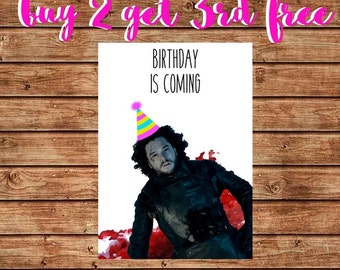 Funny Game of Thrones Birthday Card, Printable Happy Birthday Jon Snow Card, Funny Jon Snow Card, You Know Nothing, Winter is Coming