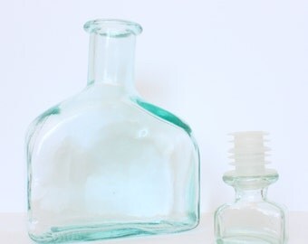 Rectangular Base Decanter with Green Tint | Liquor Decanter | Tequila Decanter