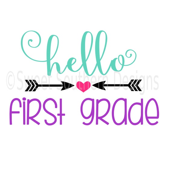 Hello first grade school SVG DXF instant download design for