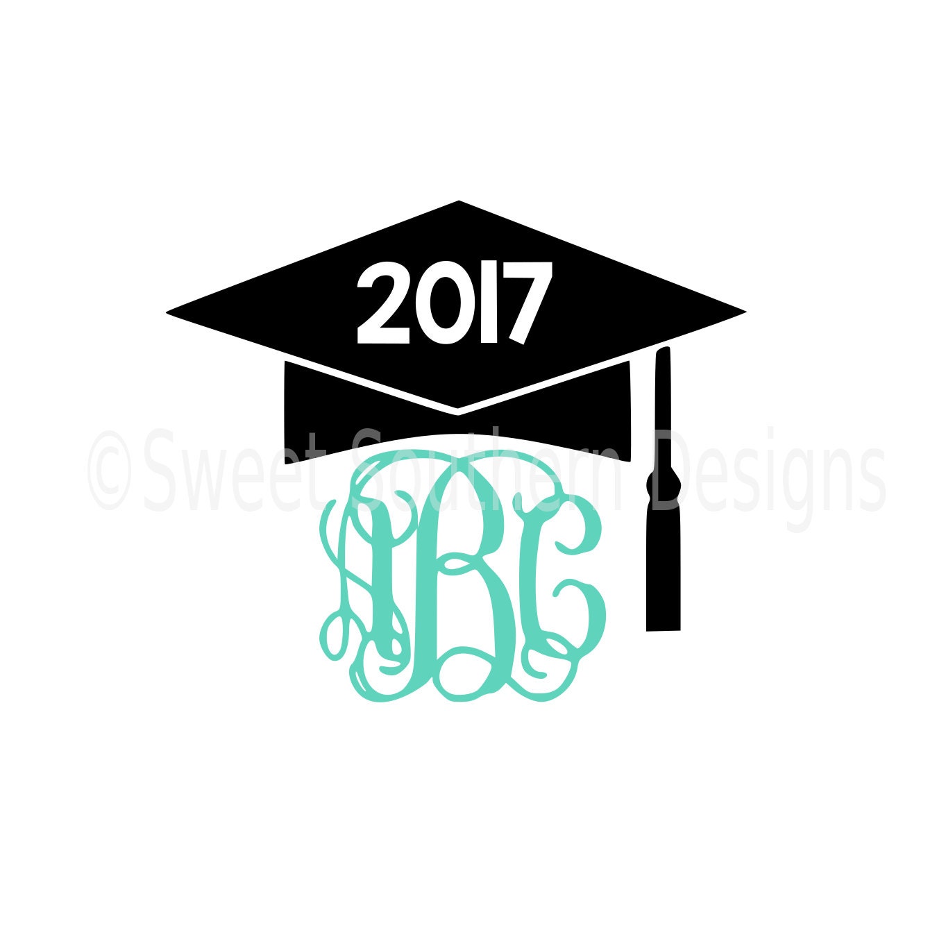 Download Monogram graduation cap tassel 2017 SVG instant download