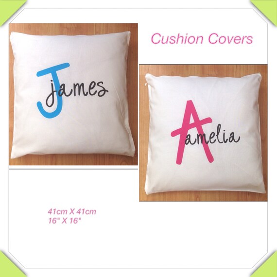 Items similar to Personalised named Cushion Cover White, Cotton, Pink