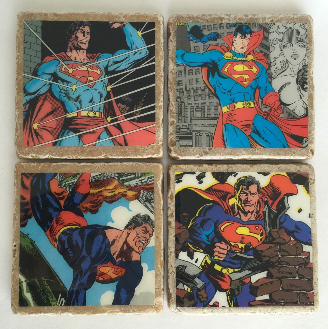 Superman Coasters/ DC Comics/ superhero coasters by BangPowCrash