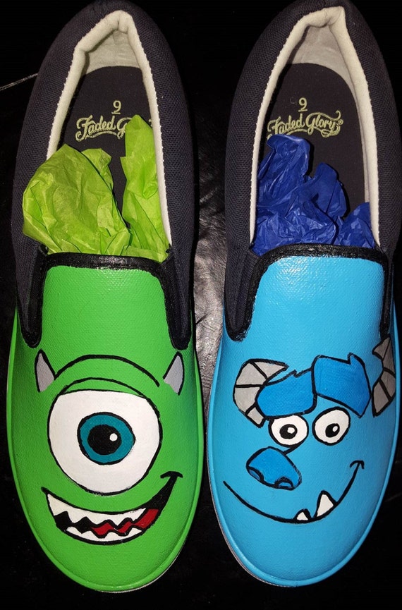 Items similar to Monster's Inc Mike and Sully Shoes on Etsy