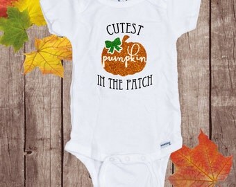 Cutest Pumpkin in the Patch, Pumpkin Shirt, Halloween Shirt, Pumpkin Baby Outfit, Pumpkin Romper, Halloween Romper, Halloween Baby Outfit