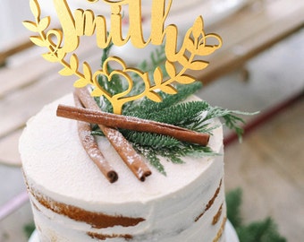 Wedding Cake Topper Custom Surname Personalized Wood Gold Rustic Boho Wedding Cake Topper Custom Surname Personalized Wood Gold Rustic Boho