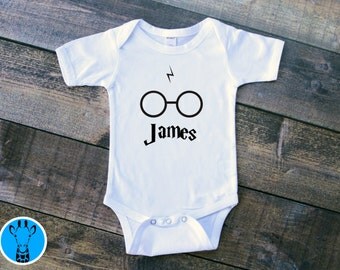 Harry Potter Bodysuit, Harry Potter Onsie, Custom Harry Potter Bodysuit, Custom Onsie, Personalized Baby Clothes, Harry Potter Glasses Scar