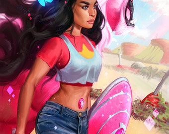 Steven Universe Stevonnie and Lion Open Edition Art Print 11x17 inch