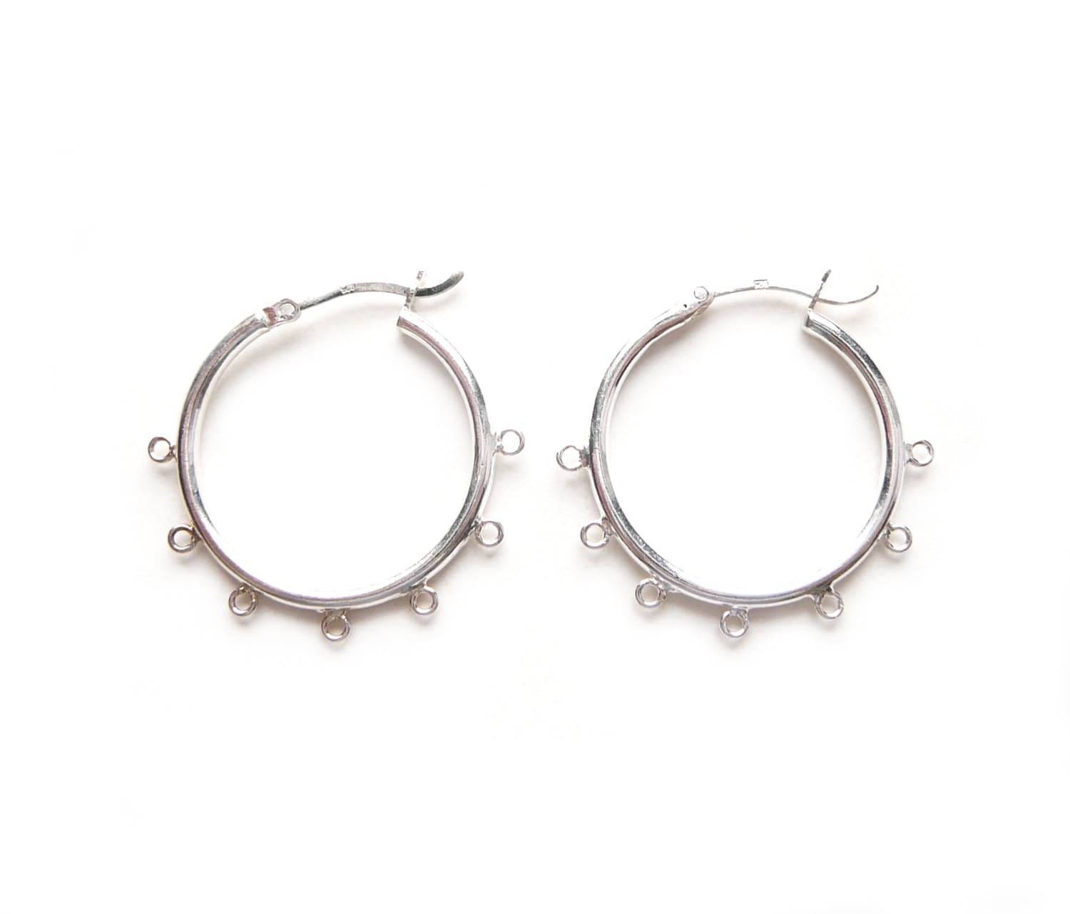 1 Pair 25mm Sterling Silver Round Chandelier Hoop Earrings