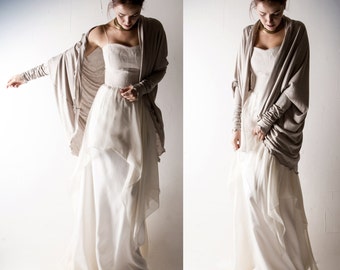 Wedding cardigan, Wedding shrug, Bridal bolero, Long cardigan, Bolero, Beige cardigan, Ecru sweater, Oversize cardigan, Plus size top