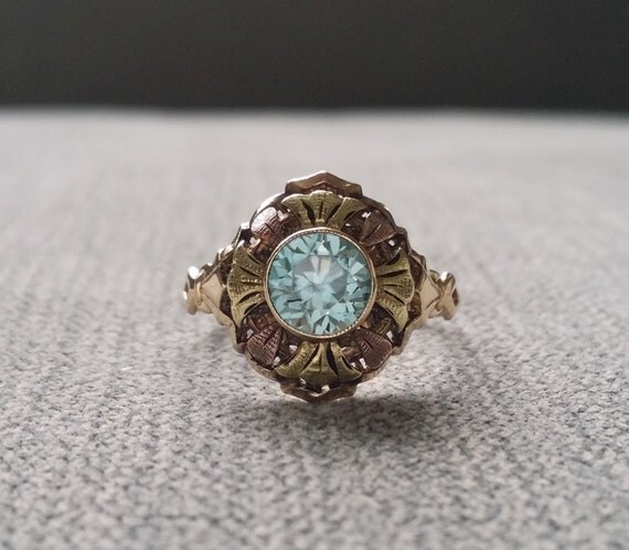 etsy deco engagement ring antique deco engagement ring estate blue zircon two toned etsy deco engagement ring antique deco engagement ring estate blue zircon two toned