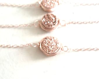 Mini Rosegold Druzy Necklace Bronze copper druzy choker Gift for her under 50 Vitrine