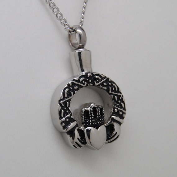 Celtic Cremation Jewelry Silver Claddagh Cremation Urn