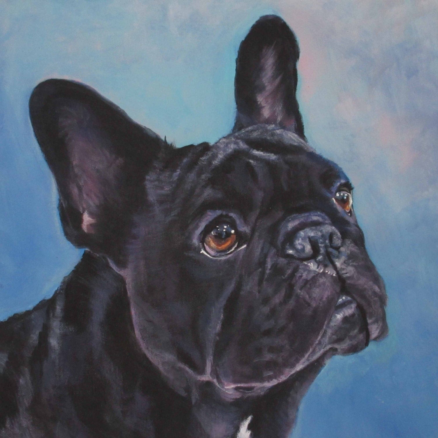 FRENCH BULLDOG art portrait canvas PRINT of LAShepard painting