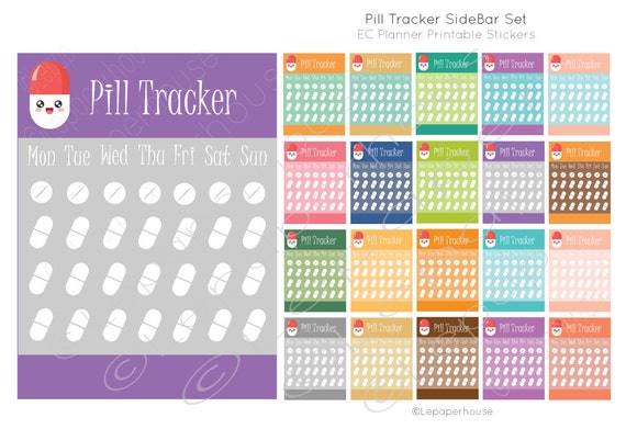 journal printable sticker Weekly Sidebar to similar Items Pill Printable Tracker