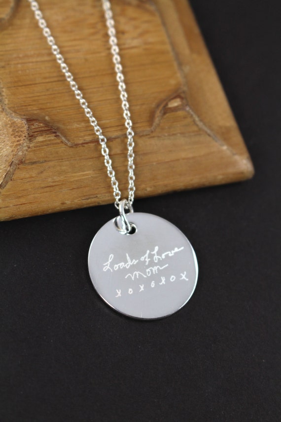 Engraved Handwriting Jewelry Pendant Necklace 925 Sterling