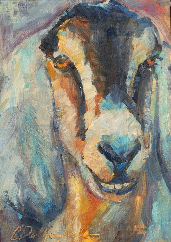 Goat Painting Long eared Goat Nubian Goat Farm Animal