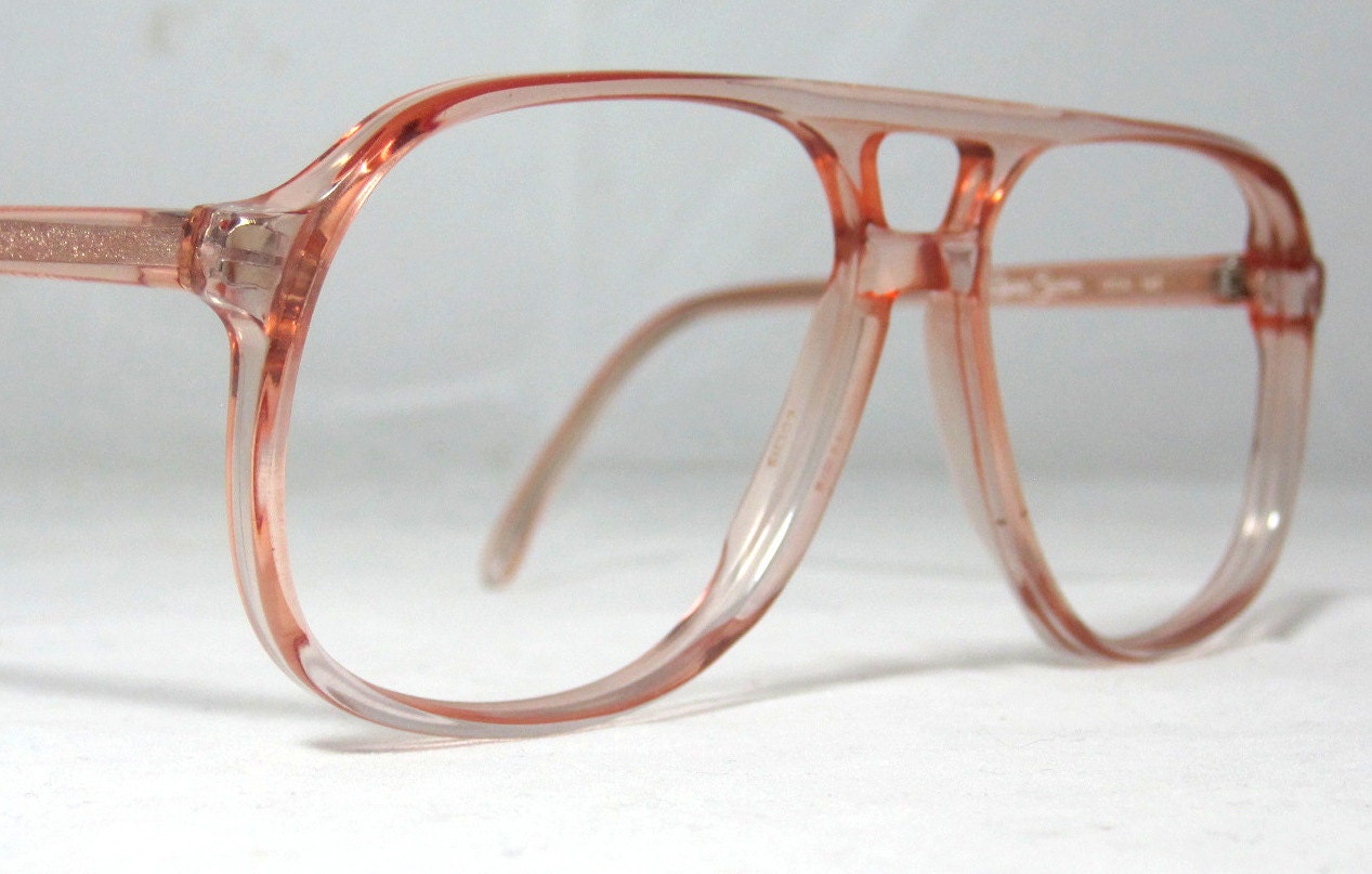 Vintage EyeGlasses 70s Double Bridge Aviator Frames. Peach
