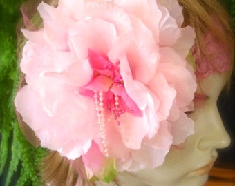 Wedding Headpiece pink flower Bridal Hairpiece pink fascinator bridesmaid