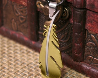 Chocobo Feather Pendant - Final Fantasy Inspired - Choose Color! (Blue, Black, Gold, Silver)