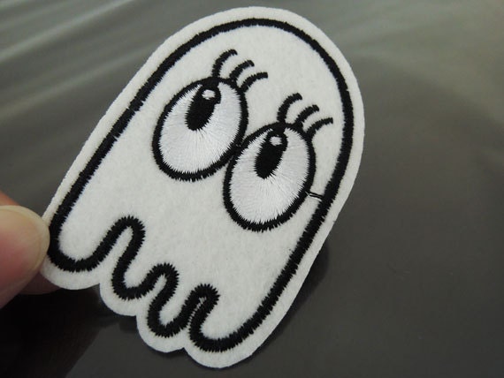 Iron on Patch Cute Ghost Patches White Ghost with Eye Patch