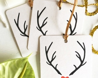 Christmas Reindeer Gift Tags - Christmas Gift Tags - Christmas Wrapping - Christmas Tags - Reindeer Antlers