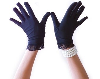 Black Glove, Retro Glove Lace, Evening, Long, Short, Flapper Glove, Roaring 20s , Flapper Accessories, Costume Glove Great Gatsby 1920s