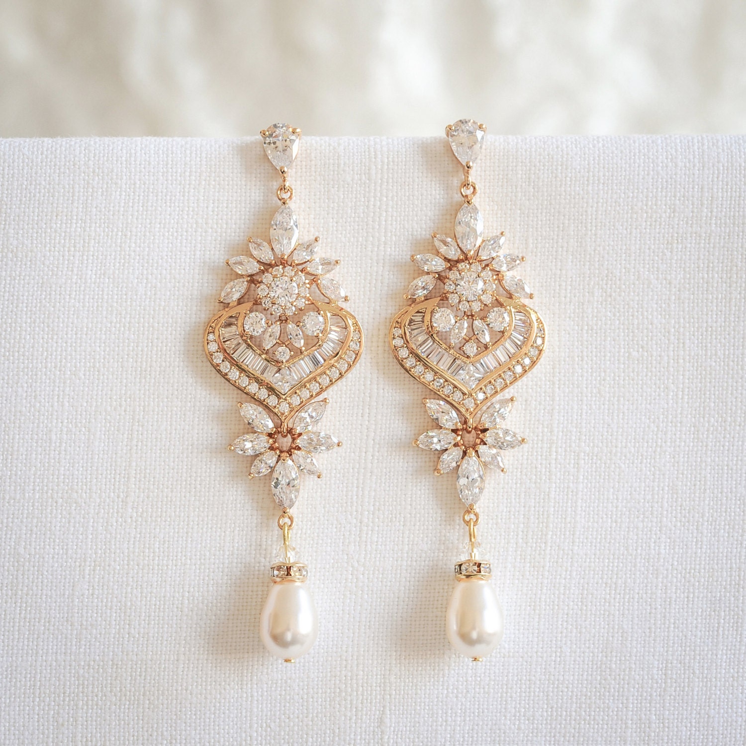 Gold Wedding Earrings Chandelier Bridal by GlamorousBijoux on Etsy