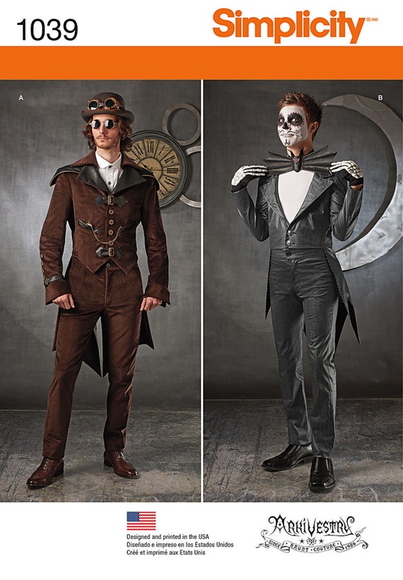 Simplicity Pattern S0675/1039 Men's Steampunk Suit and Jack Skellington Costumes Sizes 46-52 NEW by sewingoodsaccesories steampunk buy now online