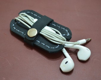 Leather Earphone organizer Cord Holder Earbud organizer Earpiece& Cable organizer Earbud holder Earphone cord organizer