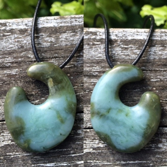 Big Sur Blue Jade Necklace Carved Jade Necklace