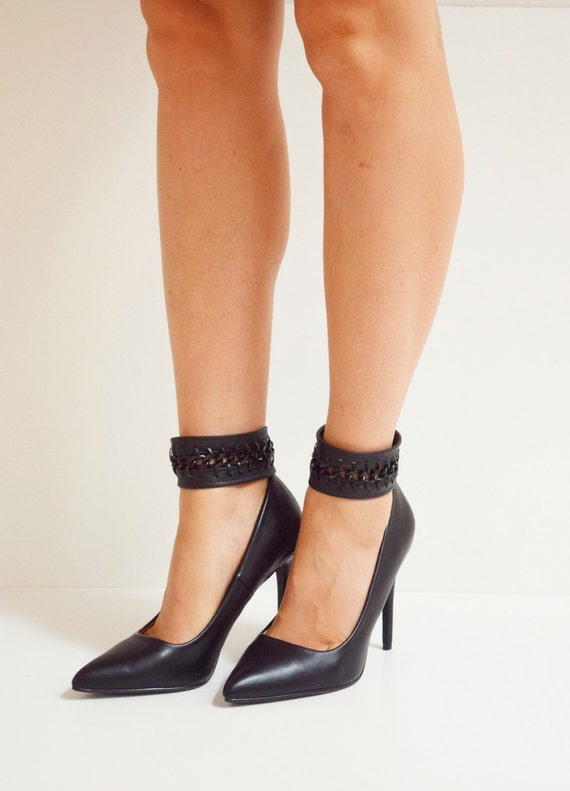 Leather Ankle Cuffs Pair Cuff Bracelet Stiletto Cuff