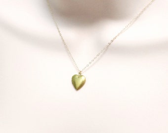 Tiny Heart Locket Necklace, Dainty Necklace, Friendship Necklace, Small Heart Charm, Long Necklace, Keepsake Jewelry, Gold Fill, Women Gift