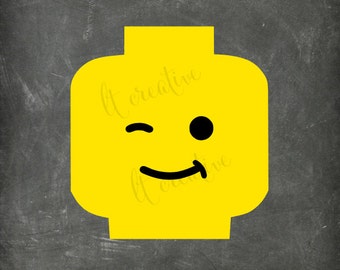 Lego Winky Face Svg, Lego Svg, Lego Head Svg, Lego Face Svg, Svg Files, Minifig, Cricut Cut Files, Silhouette Files, Vinyl Files