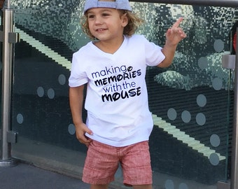Disney Shirts "Making Memories With The Mouse" Mickey Disneyworld Disneyland World Land Kids Toddler Teen Short Sleeve Shirt