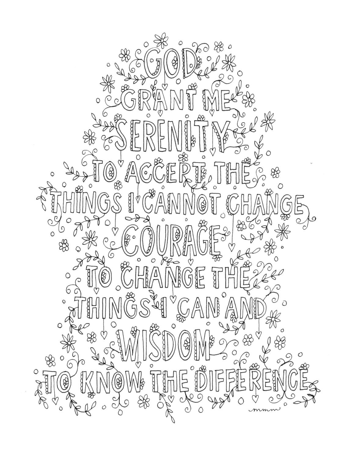 serenity prayer coloring page printable