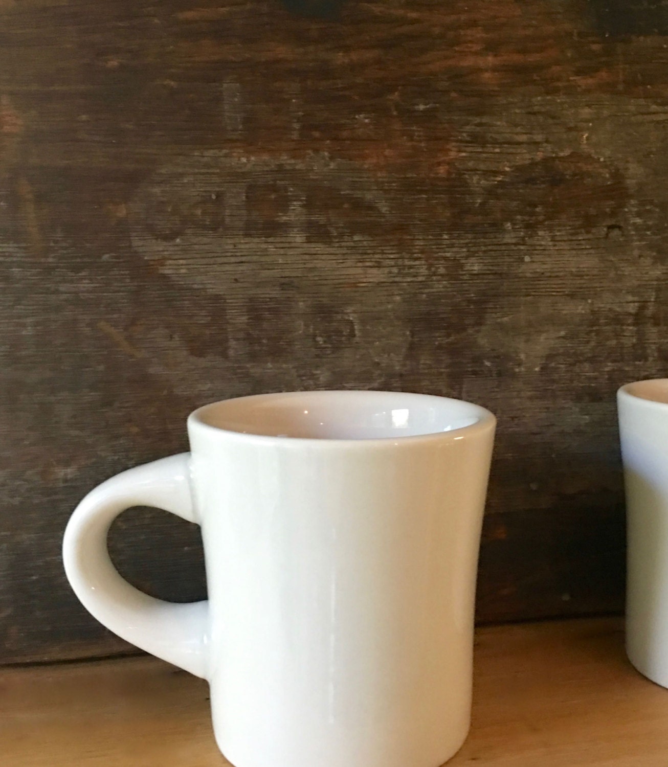 Vintage Heavy White Diner Coffee Mugs Set of Two Coffee Cups