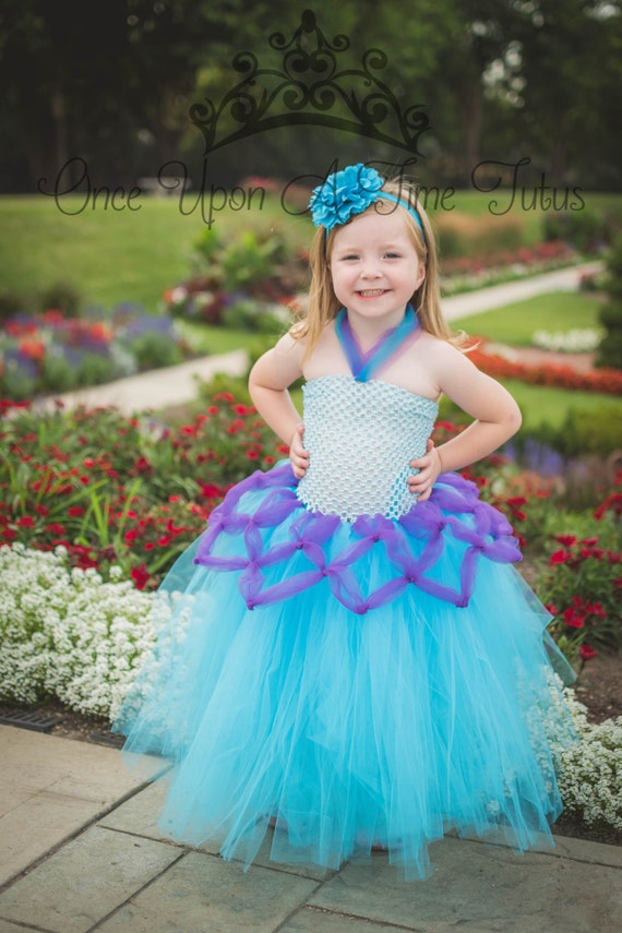 Purple Blue Mermaid Tutu Dress Halloween Costume Little