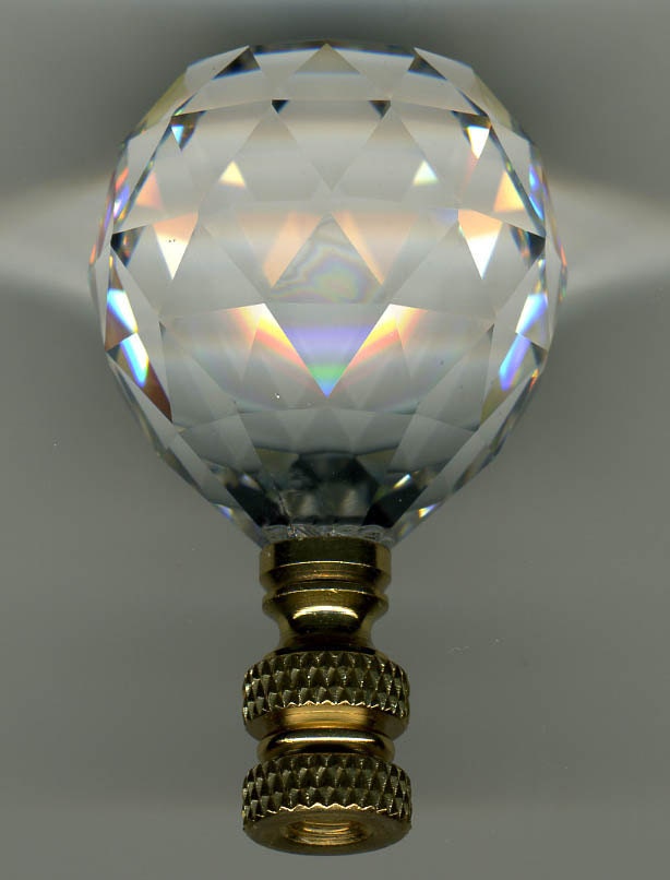 Lamp FinialFaceted Leaded Crystal BallSolid Polished Brass
