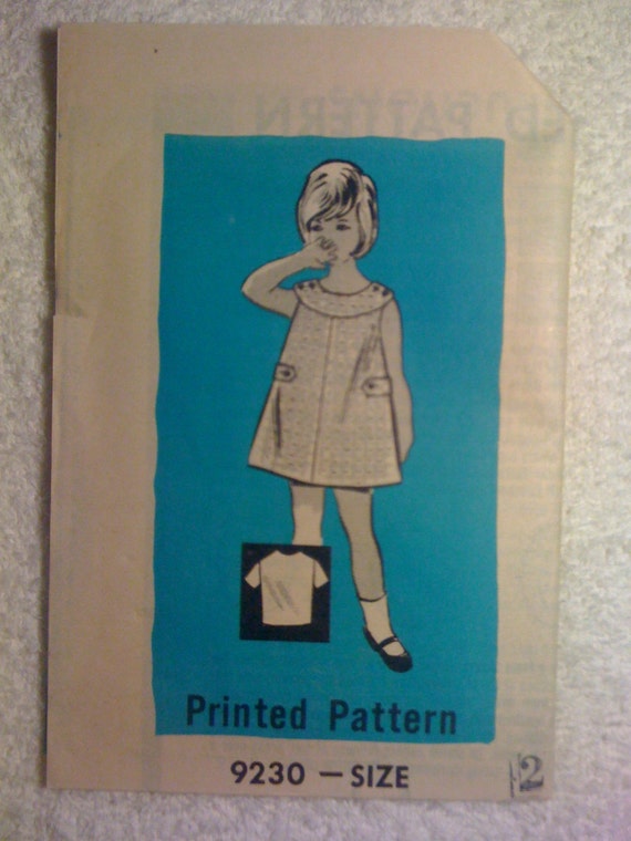 Marian Martin Mail Order Sewing Pattern 9230 Vintage 60s Girls Blouse and Dress or Jumper Size 2