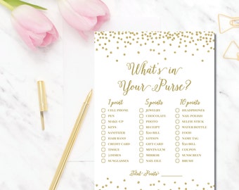 Gold What's in Your Purse bridal shower game Amelia BR58 Instant Download