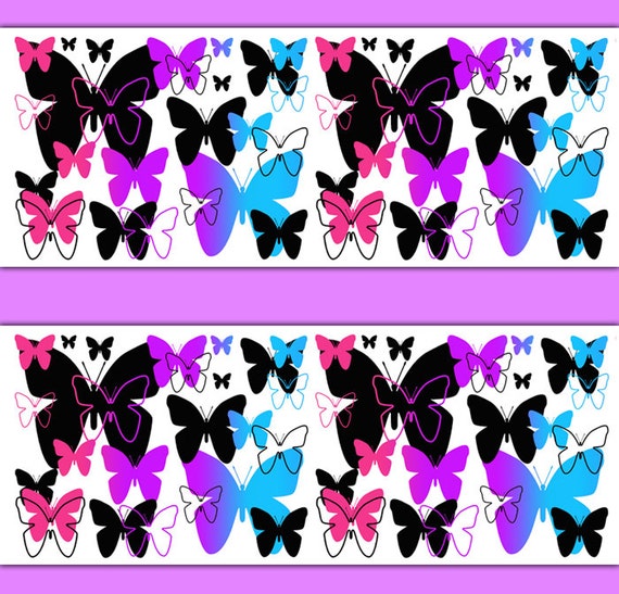 RAINBOW BUTTERFLY WALLPAPER Border Wall Decals Teen Girls