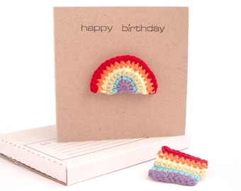 Rainbow Brooch Card / Rainbow Card / Rainbow Badge / Greetings Card/ Rainbow Gift / Eco-friendly Card