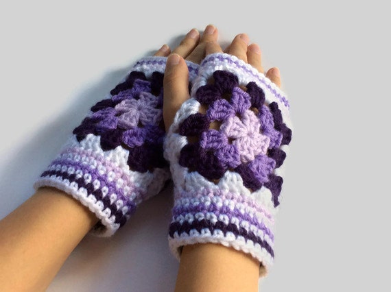 Crochet Fingerless Gloves Granny Square Fingerless Mitts