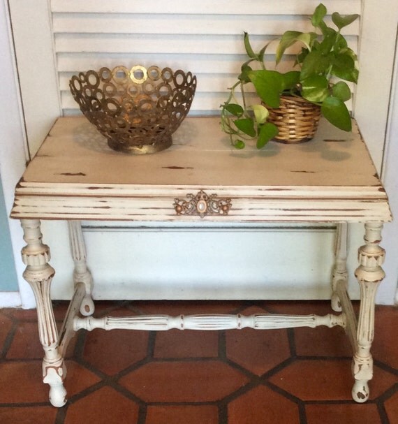 Vintage White Distressed Side Table by RevisitedConcepts on Etsy