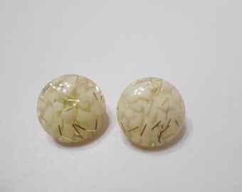 Vintage Lucite & Gold Tone Sparkles Clip Earrings (1539)
