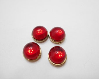 Four Vintage Red Cabochon Button Covers (8325)